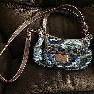 Coach Poppy Blue Sequin Shoulder Bag
